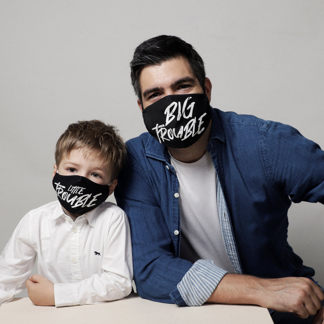 DOPPELPACK - Kindermaske und Erwachsenenmaske - Big Trouble - Little Trouble