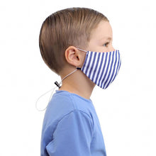 Laden Sie das Bild in den Galerie-Viewer, Kindermaske Blau gepunktet / Hellrot - wendbar
